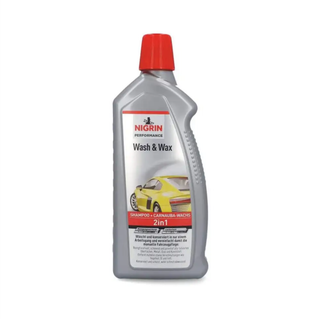 شامپو کارنوبا واکس نیگرین NIGRIN، حجم ۱ لیتر، مخصوص رنگ بدنه ی خودرو مدل WASH & WAX 2in1